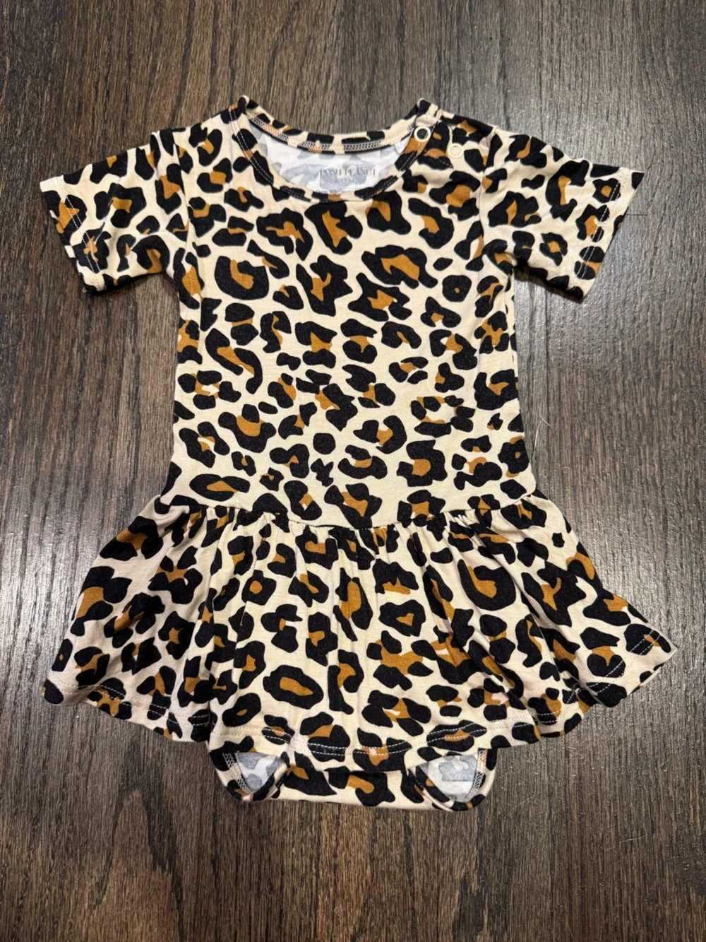 Posh Peanut bamboo leopard twirl dress with body suit size 6-12 months